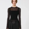 Jersey de viscosa con efecto trampantojo, negro Jersey de viscosa con efecto trampantojo, negro