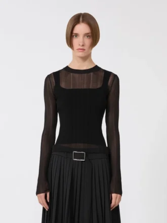 Jersey de viscosa con efecto trampantojo, negro