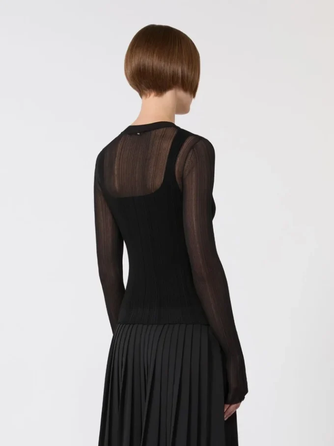 Jersey de viscosa con efecto trampantojo, negro Jersey de viscosa con efecto trampantojo, negro