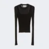 Jersey de viscosa con efecto trampantojo, negro Jersey de viscosa con efecto trampantojo, negro