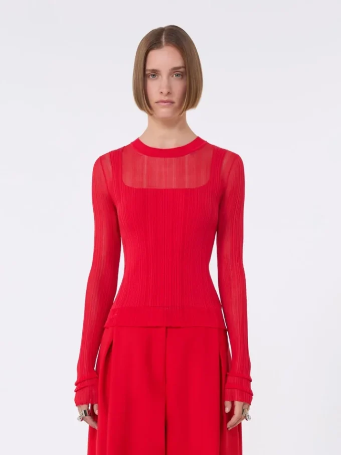Jersey de viscosa con efecto trampantojo, rojo Jersey de viscosa con efecto trampantojo, rojo
