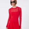 Jersey de viscosa con efecto trampantojo, rojo Jersey de viscosa con efecto trampantojo, rojo