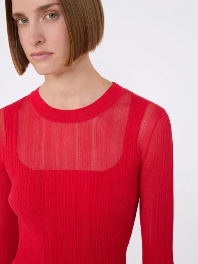 Jersey de viscosa con efecto trampantojo, rojo Jersey de viscosa con efecto trampantojo, rojo