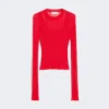 Jersey de viscosa con efecto trampantojo, rojo Jersey de viscosa con efecto trampantojo, rojo