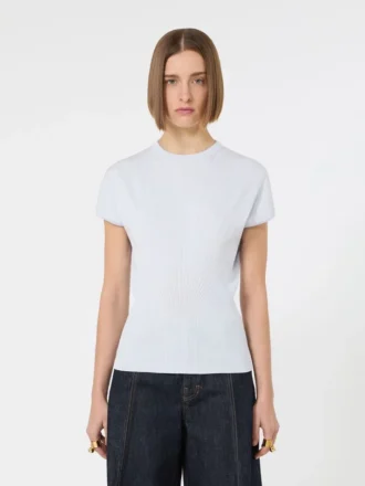 Jersey de viscosa de punto elástico, azul claro