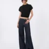Jersey de viscosa de punto elástico, negro