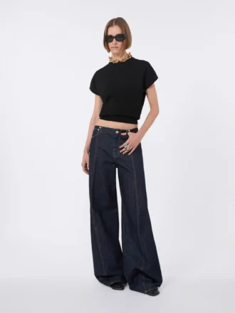Jersey de viscosa de punto elástico, negro