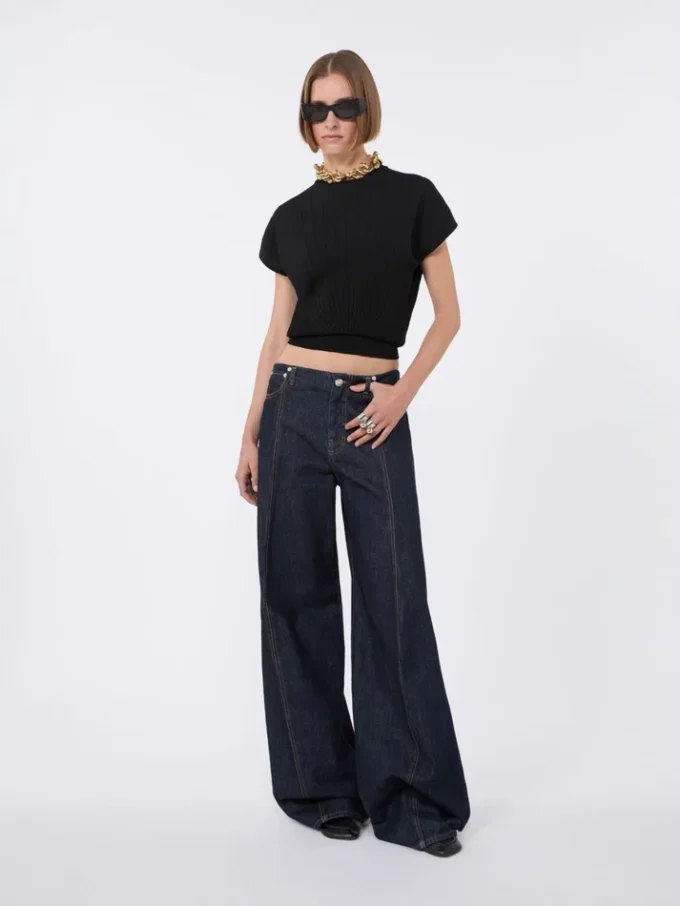 Jersey de viscosa de punto elástico, negro