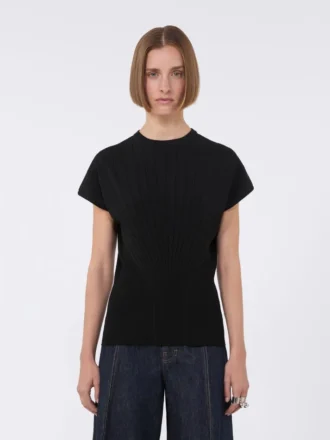 Jersey de viscosa de punto elástico, negro