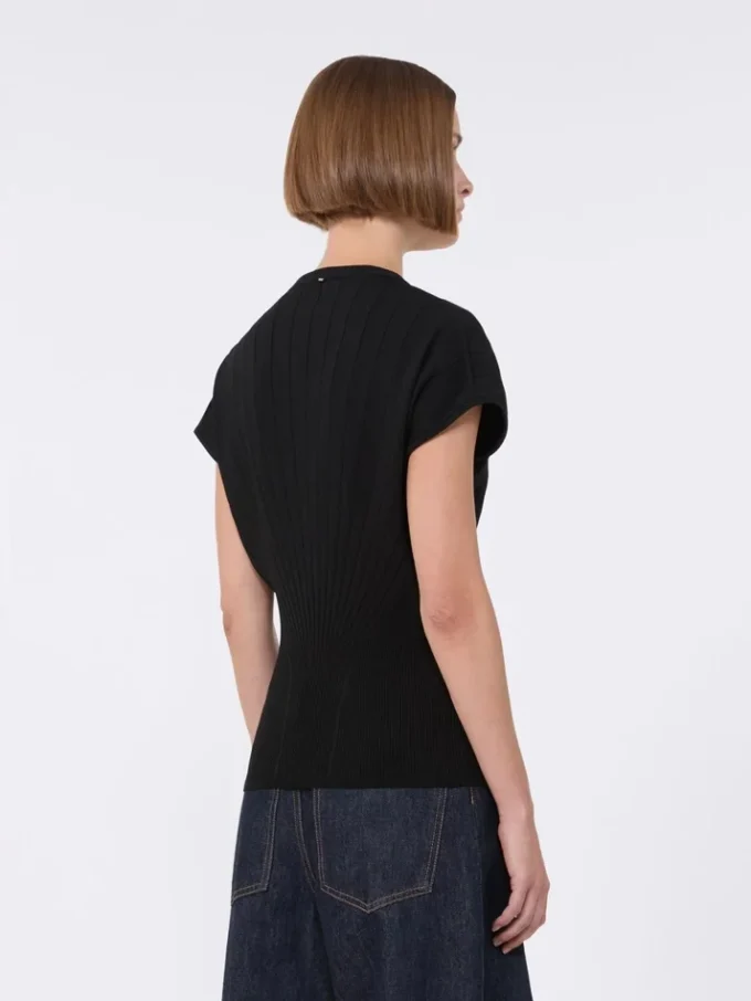 Jersey de viscosa de punto elástico, negro