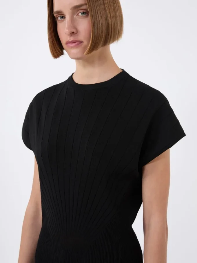 Jersey de viscosa de punto elástico, negro