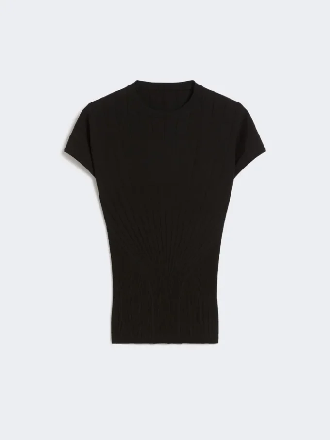 Jersey de viscosa de punto elástico, negro