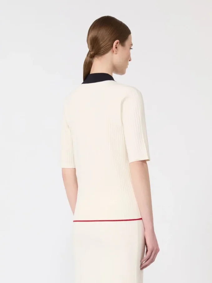 Jersey de viscosa elástica, blanco y azul Jersey de viscosa elástica, blanco y azul