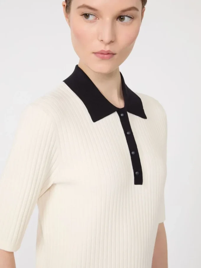 Jersey de viscosa elástica, blanco y azul Jersey de viscosa elástica, blanco y azul