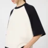 Jersey holgado de viscosa elástica, blanco y azul