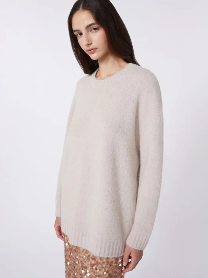Jersey oversize de alpaca y algodón, color arena Jersey oversize de alpaca y algodón, color arena