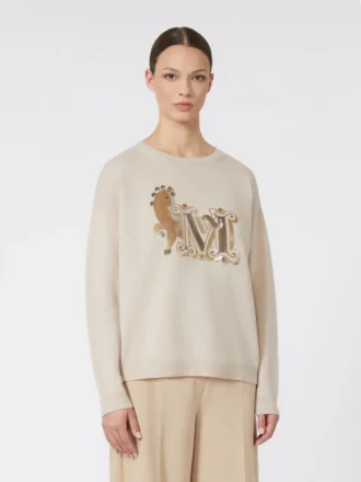 Jersey oversize de lana y cachemira, color albino