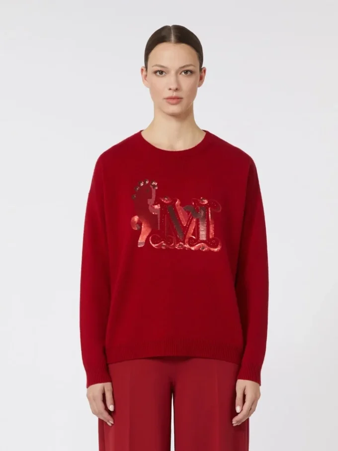 Jersey oversize de lana y cachemira, rojo oscuro Jersey oversize de lana y cachemira, rojo oscuro