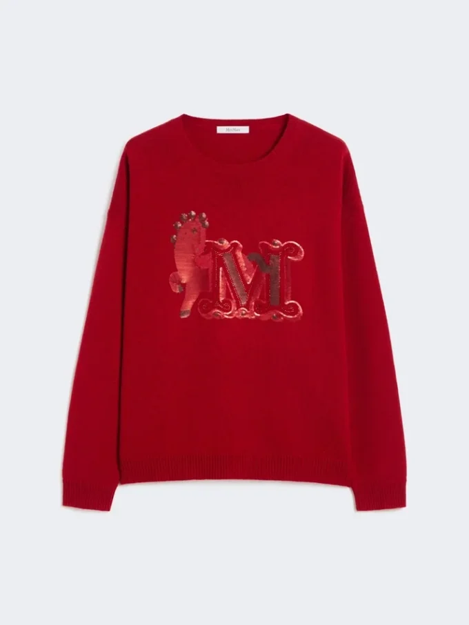 Jersey oversize de lana y cachemira, rojo oscuro Jersey oversize de lana y cachemira, rojo oscuro