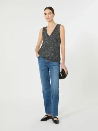 Jersey sin mangas con lentejuelas, gris oscuro