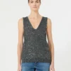 Jersey sin mangas con lentejuelas, gris oscuro Jersey sin mangas con lentejuelas, gris oscuro