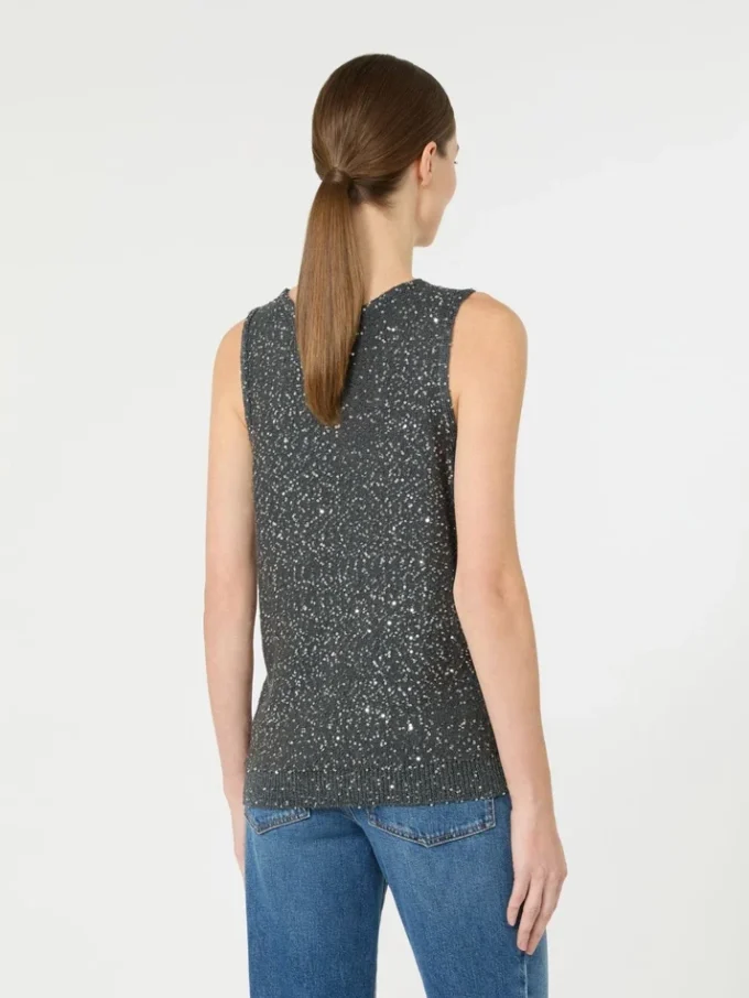 Jersey sin mangas con lentejuelas, gris oscuro Jersey sin mangas con lentejuelas, gris oscuro