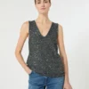 Jersey sin mangas con lentejuelas, gris oscuro Jersey sin mangas con lentejuelas, gris oscuro