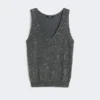 Jersey sin mangas con lentejuelas, gris oscuro Jersey sin mangas con lentejuelas, gris oscuro