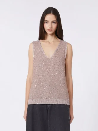 Jersey sin mangas con lentejuelas, rosa antiguo