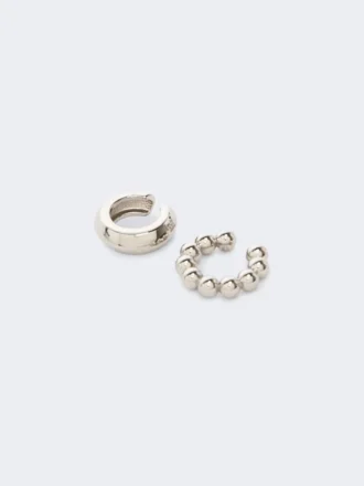Juego de dos pendientes tipo ear cuff, plateados