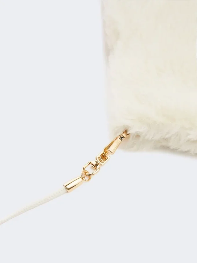 Manoplas de alpaca y tejido de lana teddy, blanco óptico Manoplas de alpaca y tejido de lana teddy, blanco óptico