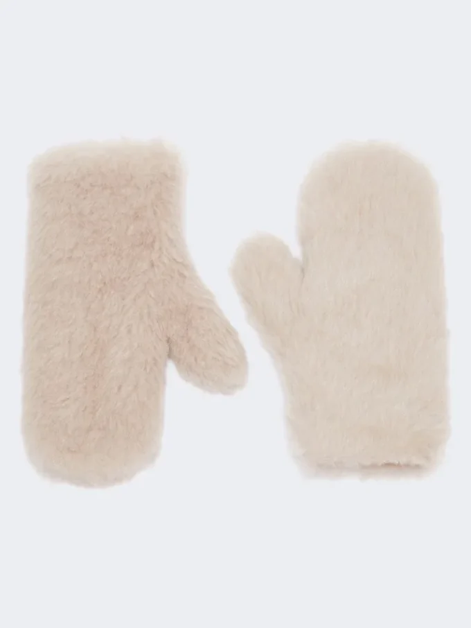 Manoplas de alpaca y tejido de lana teddy, color beige Manoplas de alpaca y tejido de lana teddy, color beige