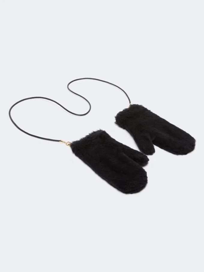 Manoplas de alpaca y tejido de lana teddy, negras Manoplas de alpaca y tejido de lana teddy, negras