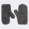 Manoplas de tejido de lana y alpaca teddy, gris medio Manoplas de tejido de lana y alpaca teddy, gris medio