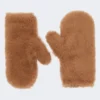 Manoplas de tejido Teddy, color camel