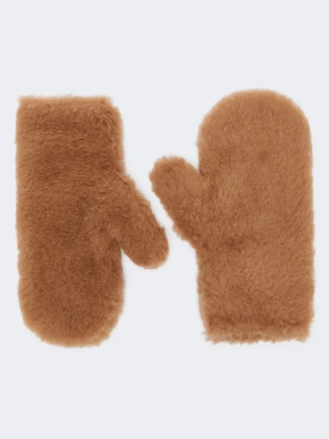 Manoplas de tejido Teddy, color camel