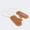Manoplas de tejido Teddy, color camel