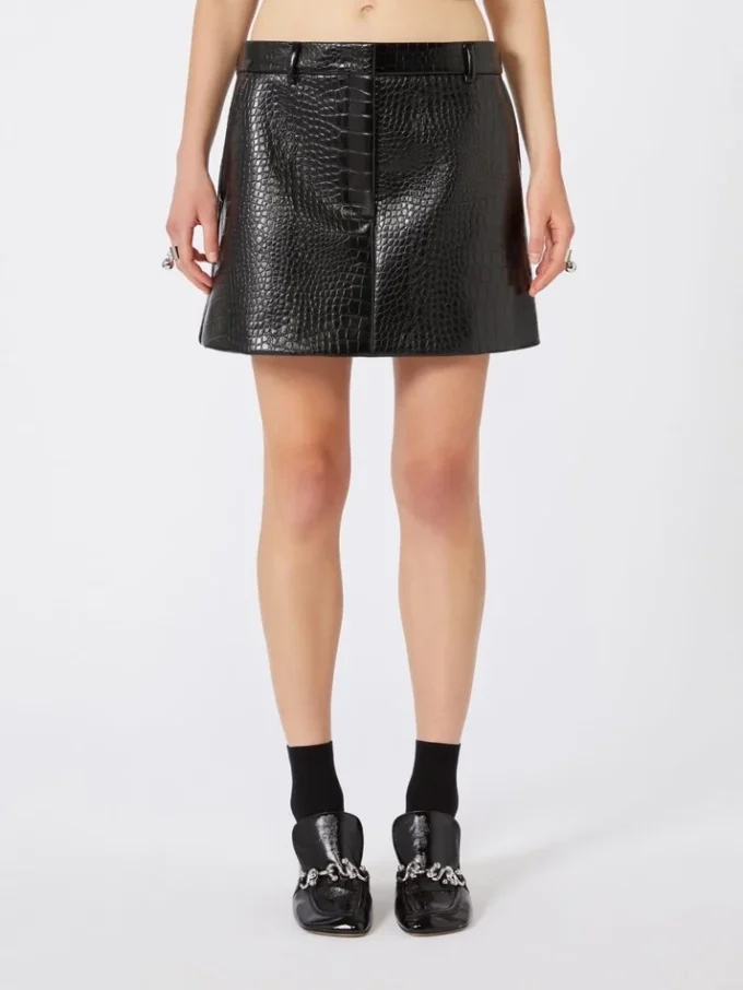 Minifalda de charol con efecto cocodrilo, negra Minifalda de charol con efecto cocodrilo, negra