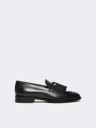 Mocasines de piel con borlas, negros