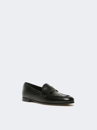 Mocasines de piel semibrillante, negros