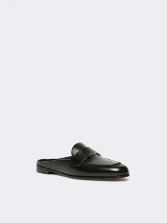 Mocasines tipo mule de piel lisa, negros