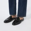 Mocasines tipo mule de piel lisa, negros Mocasines tipo mule de piel lisa, negros