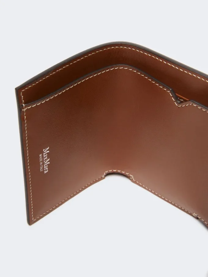 Monedero de piel de tres pliegues, marrón ámbar Monedero de piel de tres pliegues, marrón ámbar