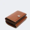Monedero de piel de tres pliegues, marrón ámbar Monedero de piel de tres pliegues, marrón ámbar