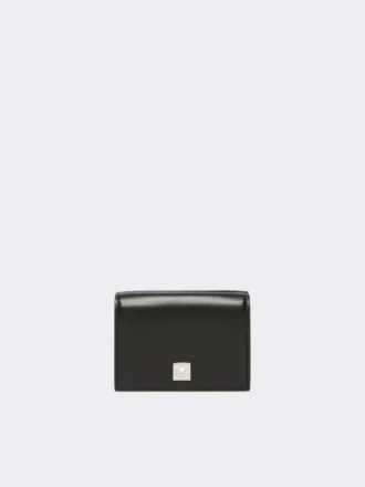 Monedero de piel de tres pliegues, negro