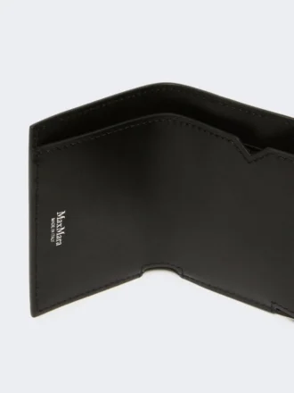 Monedero de piel de tres pliegues, negro