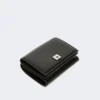 Monedero de piel de tres pliegues, negro Monedero de piel de tres pliegues, negro