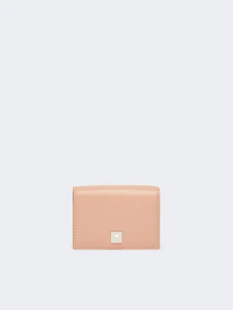 Monedero de piel de tres pliegues, rosa