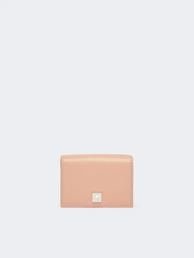 Monedero de piel de tres pliegues, rosa Monedero de piel de tres pliegues, rosa