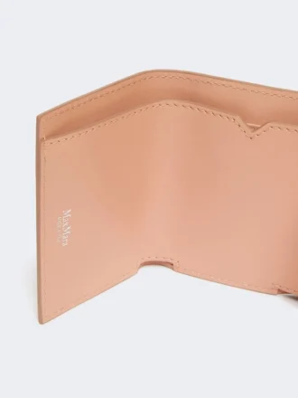 Monedero de piel de tres pliegues, rosa